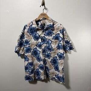 Gotcha Vintage Y2K Skate Surf Hawaiian Shirt XL Blue Hibiscus Floral Cotton